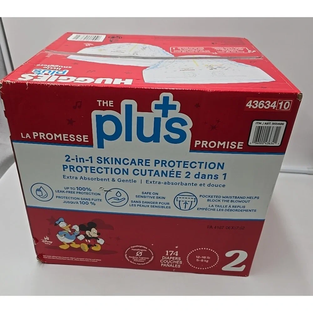 Huggies Little Snugglers Plus Diapers - White, 174 Count, Size 2